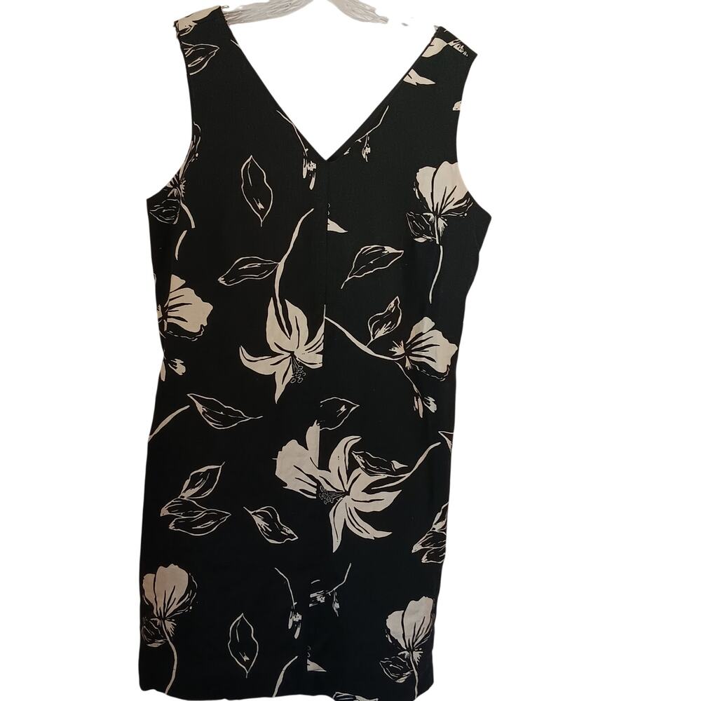 Ophelia Roe Shift Dress L Linen Blend Black White Sleeveless Lined Pockets